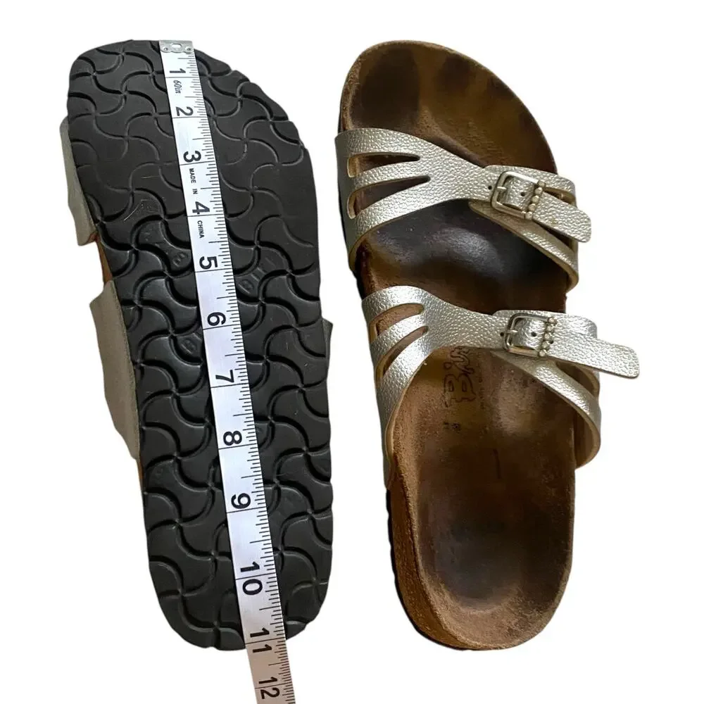 Birkenstock Birkis Size 41 US 10 Silver Moorea Granada Rhinestones 2 Strap